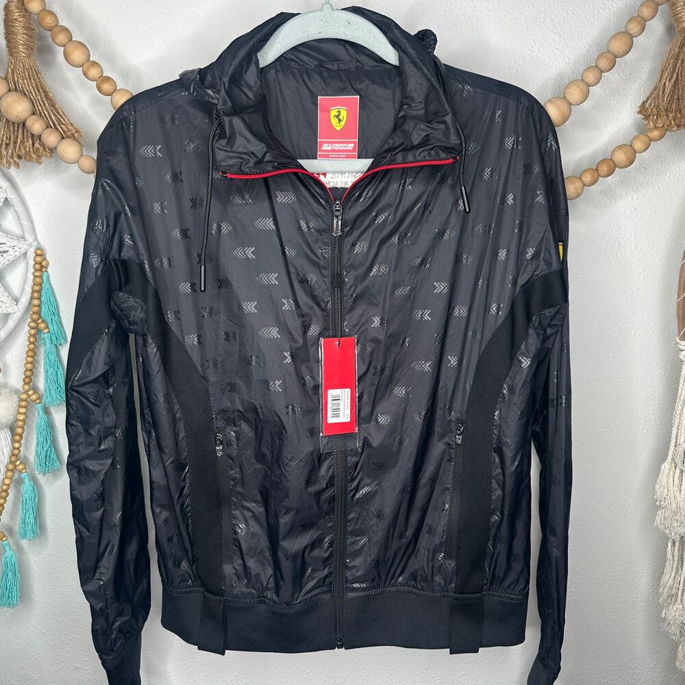 NEW Ferrari Scuderia Women's Arrow Black Packable Jacket